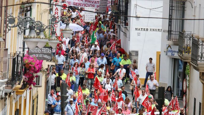 Manifestacin durante la ltima huelga de trabajadores municipales en 2015